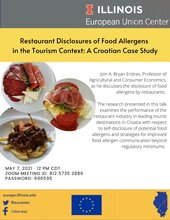 Restaurant Disclosures of Food Allergens in the Tourism Context: A Croatian Case Study (EUC Spring Brown Bag Lecture Series)