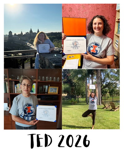 polaroid style image with 4 participating TED teachers