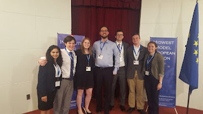 Members of the Model UN with their coach